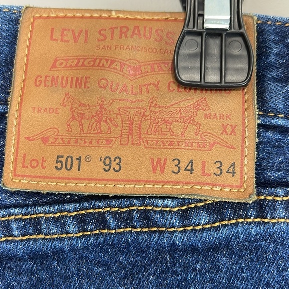 Levi's Premium Men’s 501 93 Straight Leg Jeans The Fillmore Blue Dark Wash 34 34 - Picture 8 of 14